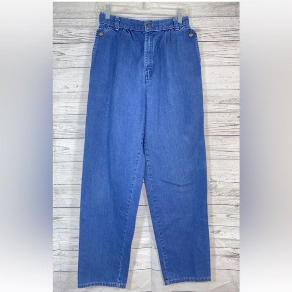 80's Vintage LEVIS womens high waisted pleated front denim blue jeans 28” Waist - Picture 2 of 12